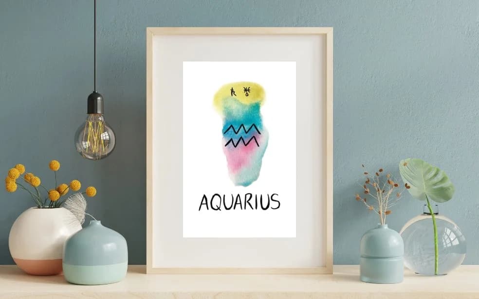 Aquarius Zodiac Sign Watercolor Art Print