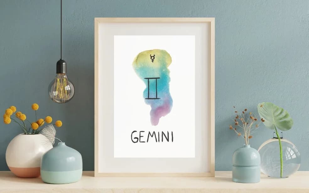 Gemini Zodiac Sign Watercolor Art Print