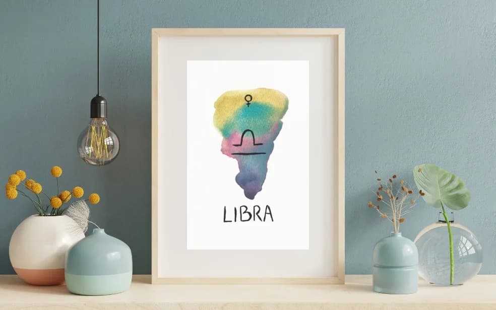 Libra Zodiac Sign Watercolor Art Print